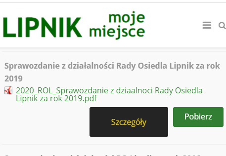 Sprawozdanie z działalności RO Lipnik za rok 2019
